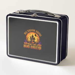 Halloween Band Director Witch Broom Haunted House Metal Lunch Box