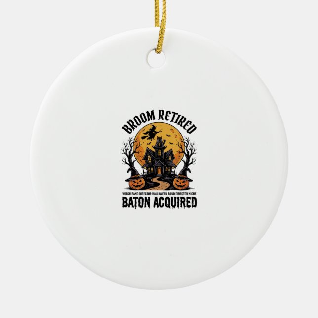 Halloween Band Director Witch Haunted House Design Ceramic Tree Decoration (Front)