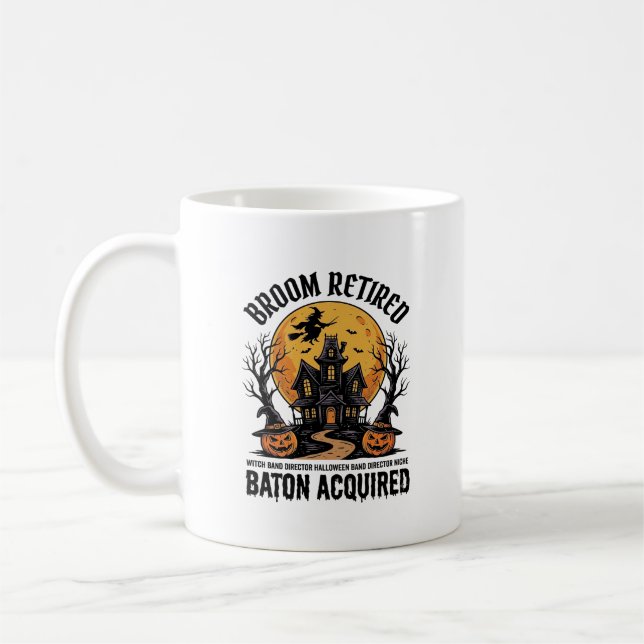 Halloween Band Director Witch Haunted House Design Coffee Mug (Left)