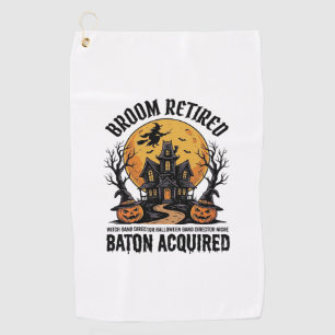 Halloween Band Director Witch Haunted House Design Golf Towel