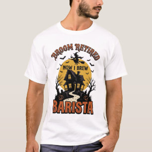 Halloween Barista Shirt Funny Witch Coffee Pun Des