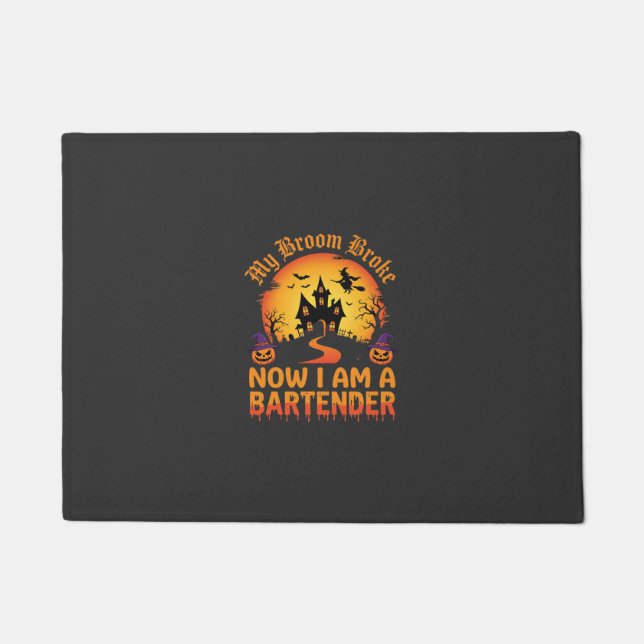 Halloween Bartender Haunted House Witch Pumpkin De Doormat (Front)
