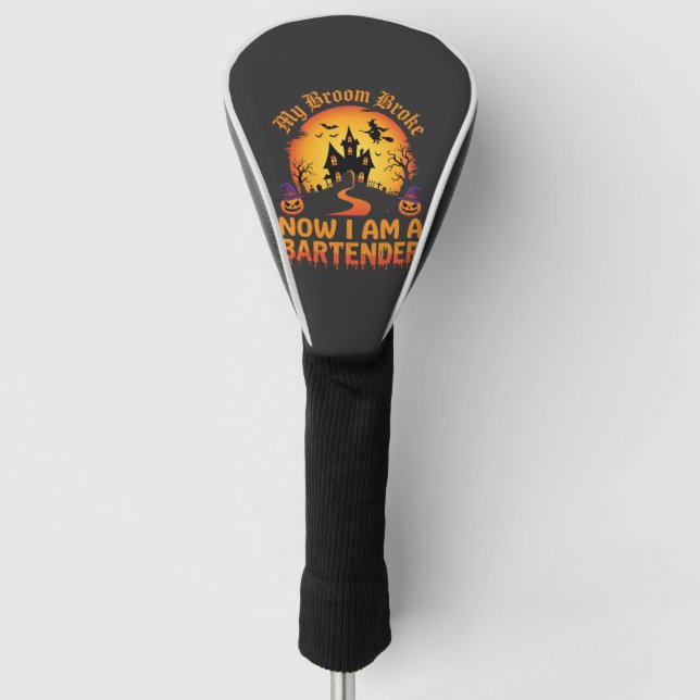 Halloween Bartender Haunted House Witch Pumpkin De Golf Head Cover (Front)