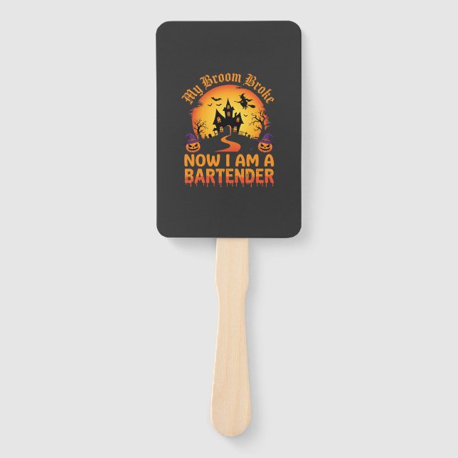 Halloween Bartender Haunted House Witch Pumpkin De Hand Fan (Front)