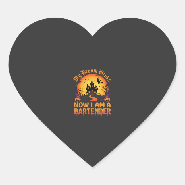 Halloween Bartender Haunted House Witch Pumpkin De Heart Sticker (Front)