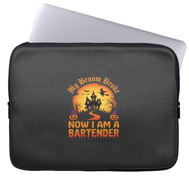 Halloween Bartender Haunted House Witch Pumpkin De Laptop Sleeve (Front)