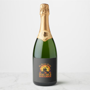 Halloween Bartender Haunted House Witch Pumpkin De Sparkling Wine Label