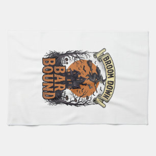 Halloween Bartender Shirt Funny Witch Broom Bar Pu Tea Towel