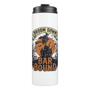 Halloween Bartender Shirt Funny Witch Broom Bar Pu Thermal Tumbler