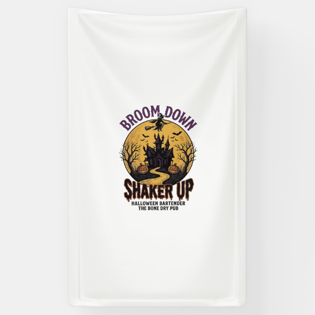 Halloween Bartender Shirt Haunted Tavern Witch Des Banner (Vertical)