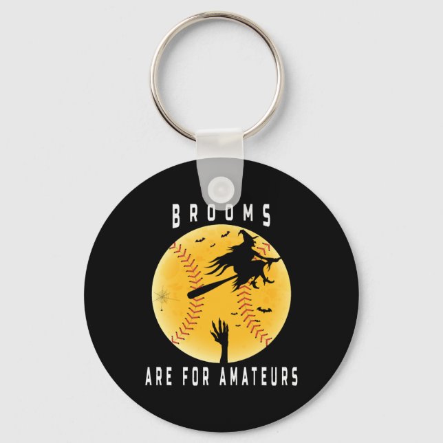 Halloween Baseball Brooms Are For Amateurs Gift Key Ring (Front)