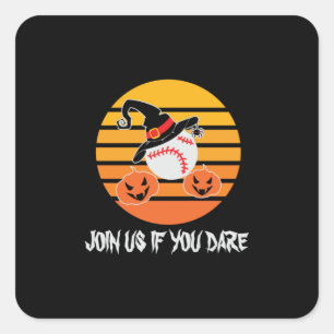 Halloween Baseball Halloween Witch Hat Pumpkin Square Sticker