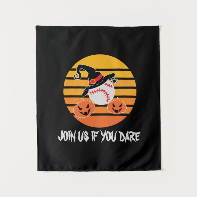Halloween Baseball Halloween Witch Hat Pumpkin Tapestry (Front)