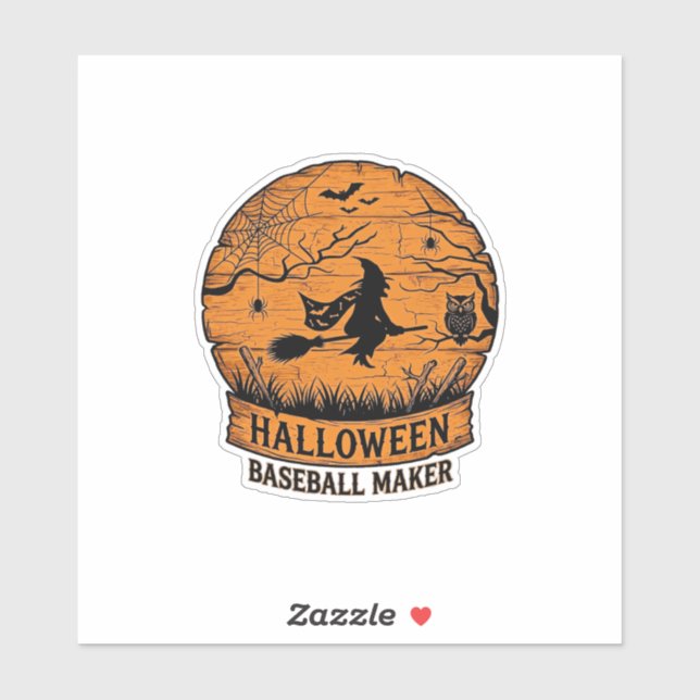 Halloween Baseball Maker Flying Witch Wooden Moon  (Sheet)