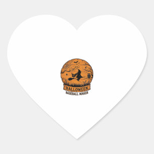 Halloween Baseball Maker Flying Witch Wooden Moon  Heart Sticker