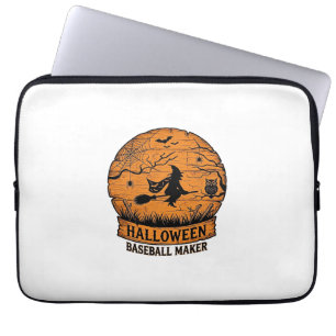 Halloween Baseball Maker Flying Witch Wooden Moon  Laptop Sleeve