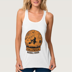 Halloween Baseball Maker Flying Witch Wooden Moon  Singlet