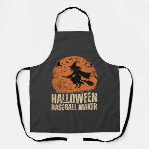 Halloween Baseball Maker Vintage Witch Graphic Apron