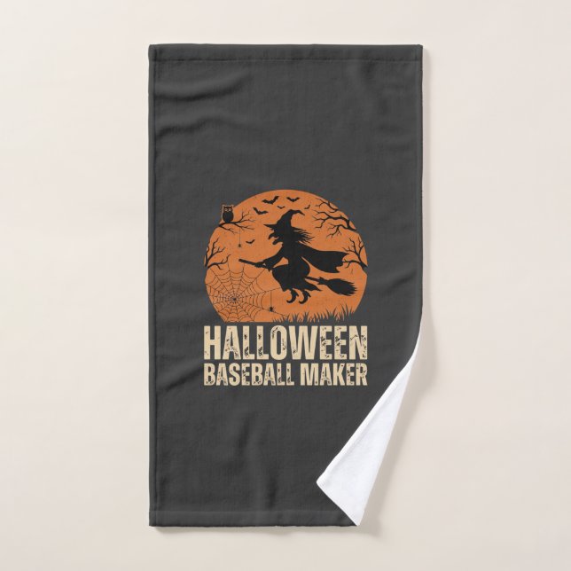 Halloween Baseball Maker Vintage Witch Graphic Hand Towel (Hand Towel)