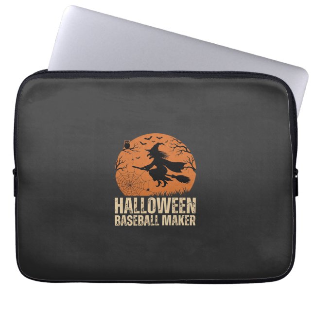 Halloween Baseball Maker Vintage Witch Graphic Laptop Sleeve (Front)