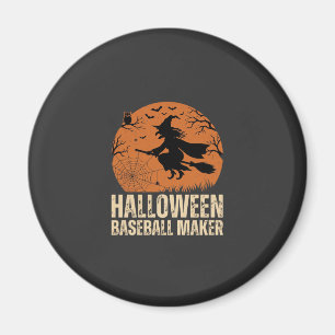 Halloween Baseball Maker Vintage Witch Graphic Magnet
