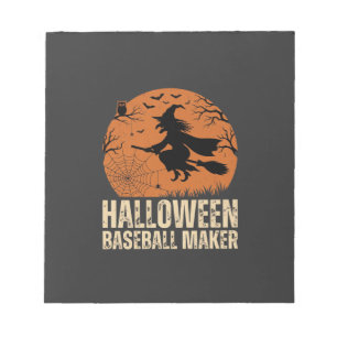 Halloween Baseball Maker Vintage Witch Graphic Notepad