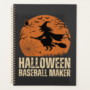Halloween Baseball Maker Vintage Witch Graphic Planner