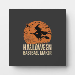 Halloween Baseball Maker Vintage Witch Graphic Plaque