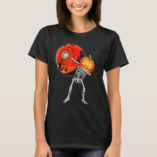 Halloween Baseball Player Dabbing Skeleton Kids Bo T-Shirt