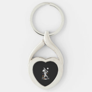 Halloween Baseball Skeleton Hitting Key Ring