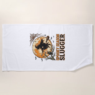 Halloween Baseball Witch Vintage Engraving Shirt_1 Beach Towel