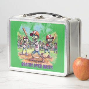 Halloween Baseball, Zombie,Brains Over Bases , Metal Lunch Box