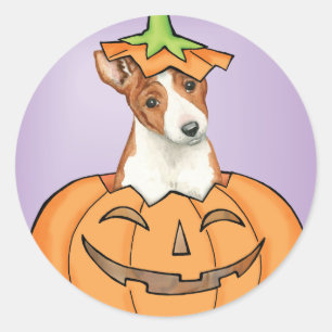 Halloween Basenji Classic Round Sticker