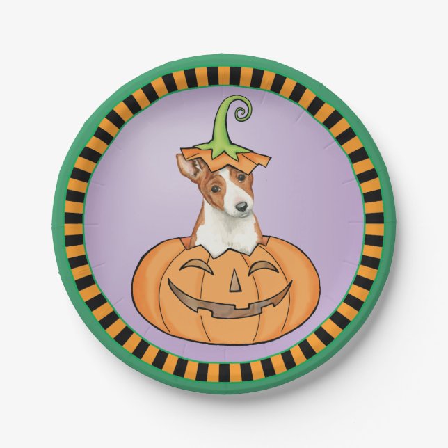 Halloween Basenji Paper Plate (Front)
