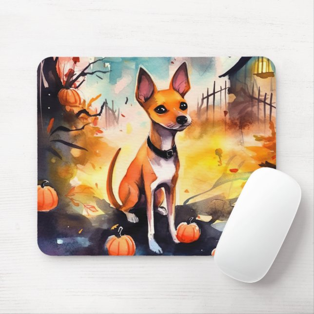 Halloween Basenji With Pumpkins Scary  Mouse Pad (With Mouse)