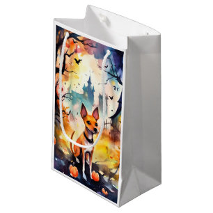 Halloween Basenji With Pumpkins Scary Small Gift Bag