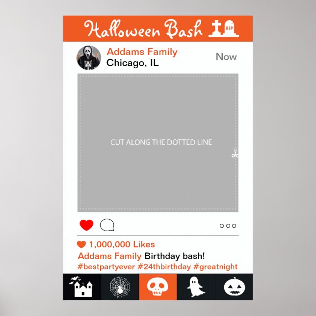 Halloween Bash Frame Party Prop Photo Booth Poster (Front)