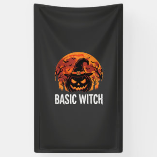 Halloween Basic Witch Pumpkin Moon Graphic Banner