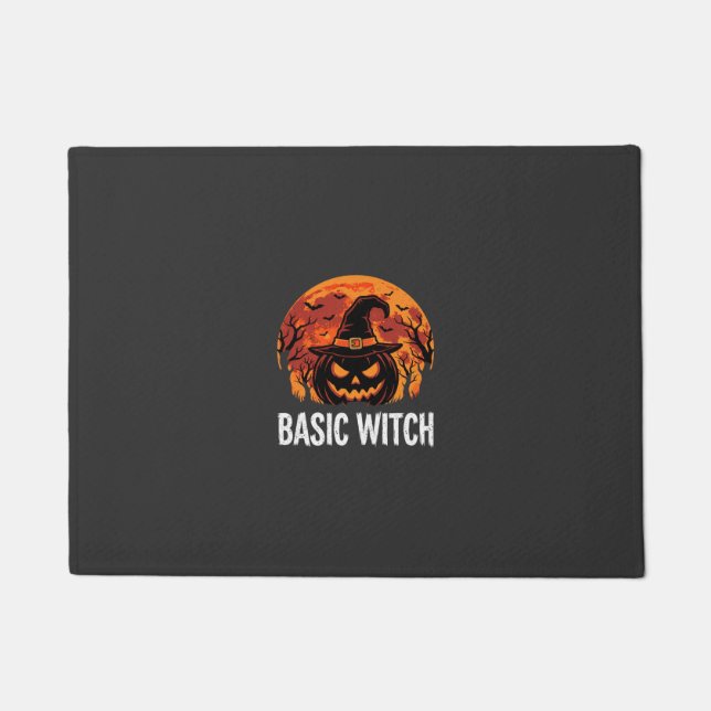 Halloween Basic Witch Pumpkin Moon Graphic Doormat (Front)