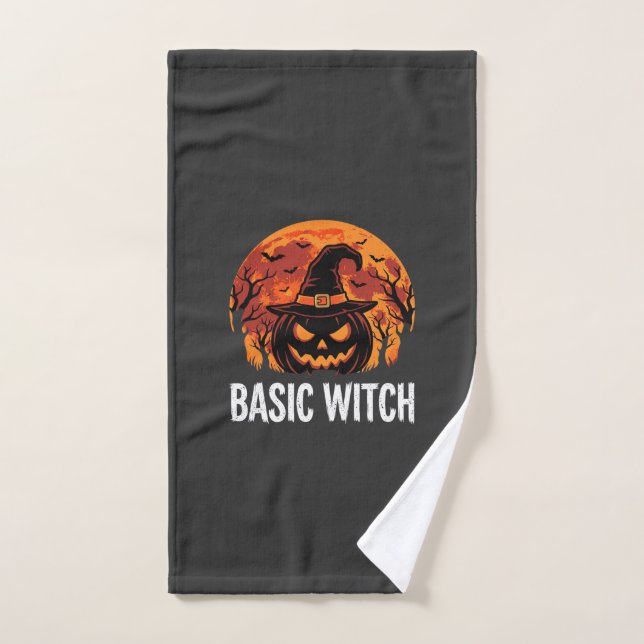 Halloween Basic Witch Pumpkin Moon Graphic Hand Towel (Hand Towel)