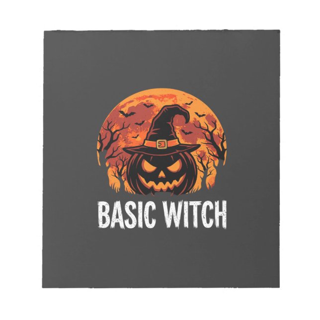 Halloween Basic Witch Pumpkin Moon Graphic Notepad (Front)