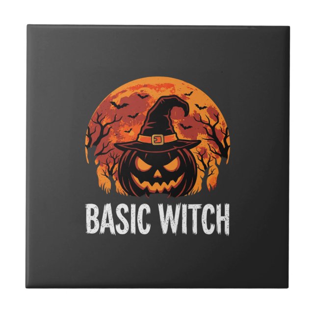 Halloween Basic Witch Pumpkin Moon Graphic Tile (Front)
