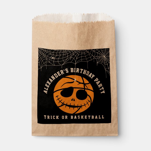 Halloween Basket Ball Trick or Basketball Birthday Favour Bags (Front)