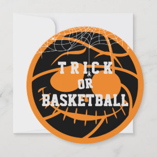 Halloween Basket Ball Trick or Basketball Birthday Invitation