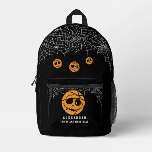 Halloween Basket Ball Trick or Basketball Birthday Printed Backpack