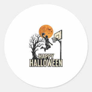 Halloween Basketball Happy Halloween Vintage Sport Classic Round Sticker