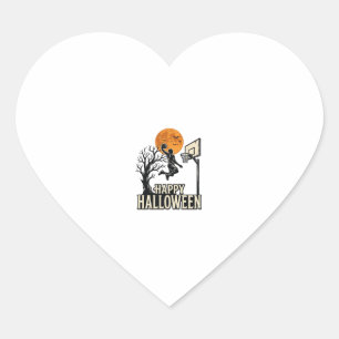 Halloween Basketball Happy Halloween Vintage Sport Heart Sticker