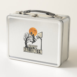 Halloween Basketball Happy Halloween Vintage Sport Metal Lunch Box