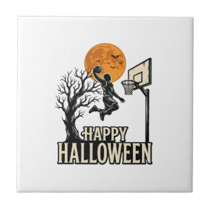 Halloween Basketball Happy Halloween Vintage Sport Tile