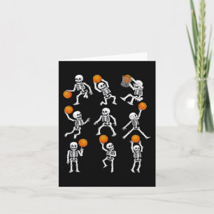 Halloween Basketball Skeletons Dunking Dribble Boy Card